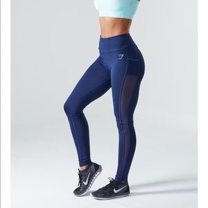 Navy Gymshark Dry Sculpture Mesh Leggings